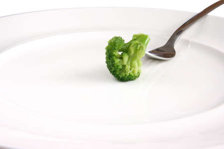 Piece of broccoli on white plate.の写真素材