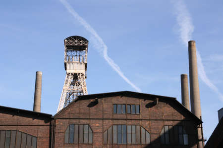 Old industrial building against blue sky
