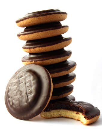 Jaffa cakes - traditional sweet cookies covered with chocolate and filled with jam