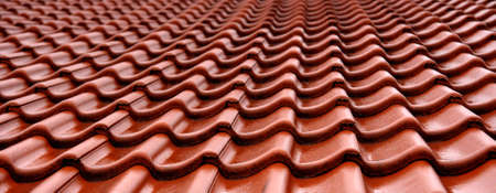 Orange wet roof tiles detail texture
