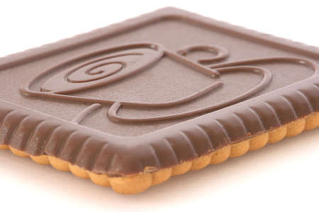 Butter biscuit covered with milk chocolateの写真素材