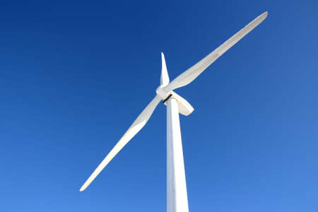 Single wind turbine generating electricityの写真素材
