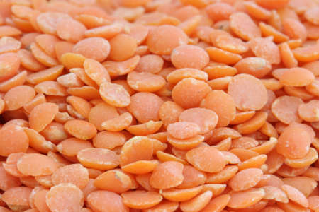 Red lentil scattered close up viewの写真素材