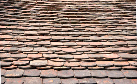 View of the structure of old house roof tilesの写真素材