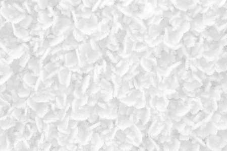 Close up view of frozen white snow texture