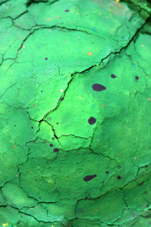 Dried green water color painting texture close up view