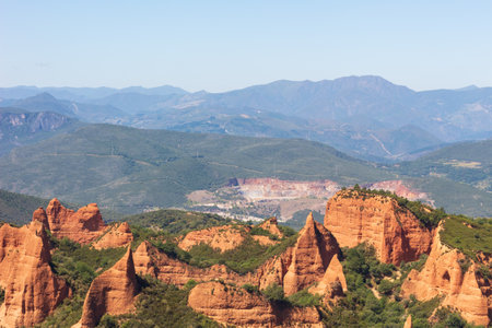 Las MÃ©dulas, landscape of the province of LeÃ³n in the region of Bierzo, Montes Aquilanos and Valle del RÃ­o Sil.の写真素材