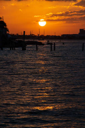 Sunset on the seashore of Cancunの写真素材