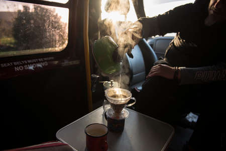 morning coffee on a motorhome
