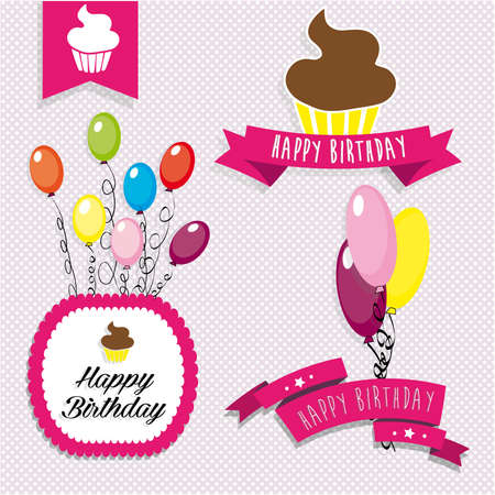 happy birthday cup cakeのイラスト素材