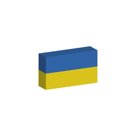 3d isometric flag illustration of the country of Ukraineのイラスト素材