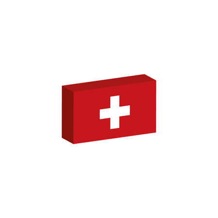 3d isometric flag illustration of Switzerland countryのイラスト素材
