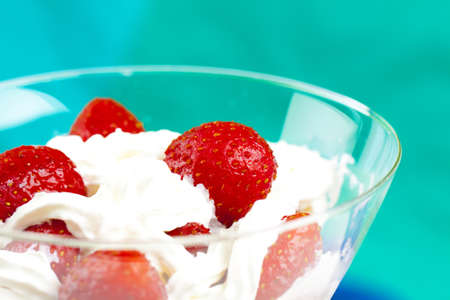 Fresh strawberry with creamの写真素材