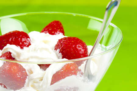 Fresh strawberry with creamの写真素材