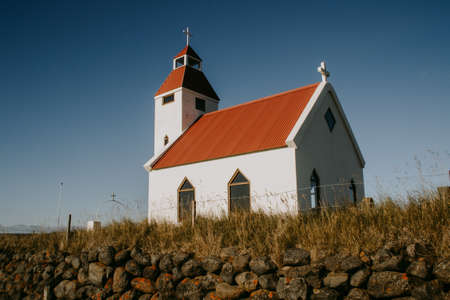 Iconic nordic church, North Iceland, Europeの写真素材