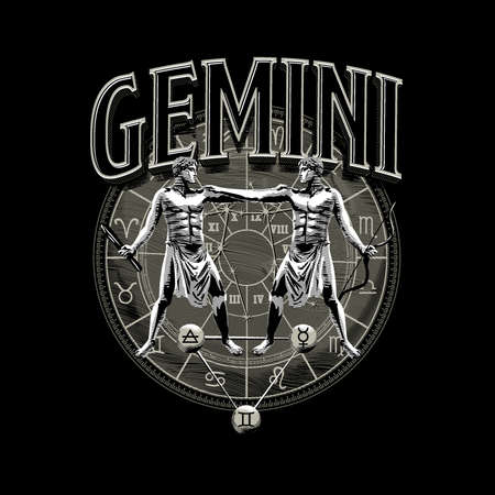 Gemini zodiac sign. Astrology. Horoscope. Castor and Poluxのイラスト素材