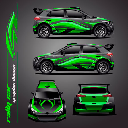 rally car graphic design. Racing abstract background for wrap and vinyl sticker.のイラスト素材