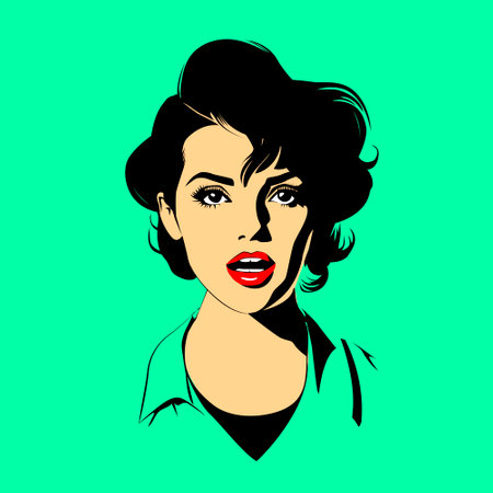 Retro woman pop art style. Hand drawn vector illustrationのイラスト素材