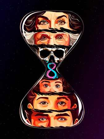 Infinity clock. Vector illustration of sand clock. concept art