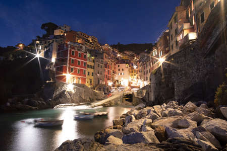 Beautiful view in Riomaggiore, Cinque Terre, Italyの写真素材