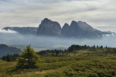 Beautiful mountain landscape in Dolomite National Park, Trentino alto Adige, italyの写真素材