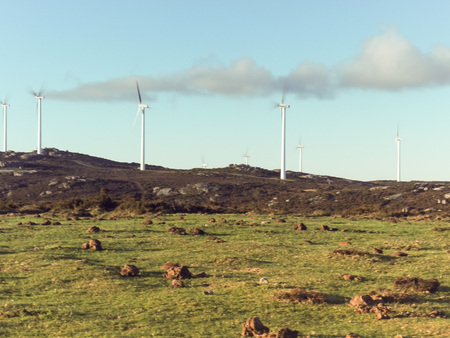 Wind turbines of Forgoselo Parkの写真素材