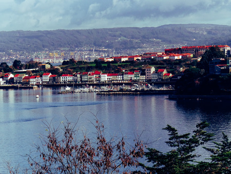 The fishing village of Mugardos seen one morning anyの写真素材
