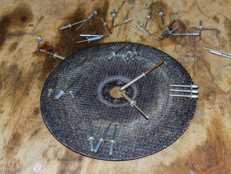 Still life of metal in the form of a clockの写真素材