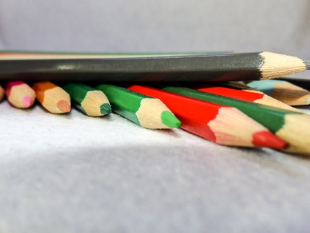 A lot of colored pencils waiting to be usedの写真素材