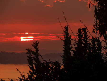 Image of a dawn at the coast front to Pontedeumeの写真素材
