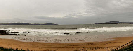 Image of Ber beach in Pontedeume in a bad weather dayの写真素材