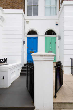Portland Road, Notting Hill, London, England, United Kingdom - March 05 2021 Colourful doors in W11 4LQ - Editorial Use Onlyのeditorial素材