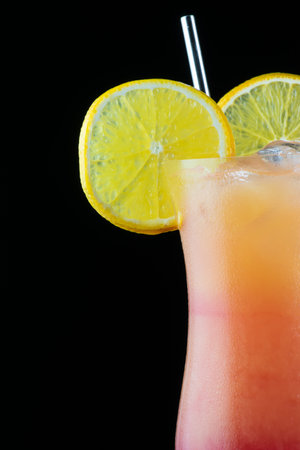 Fresh tropical cocktail on beautiful sunny beachの写真素材