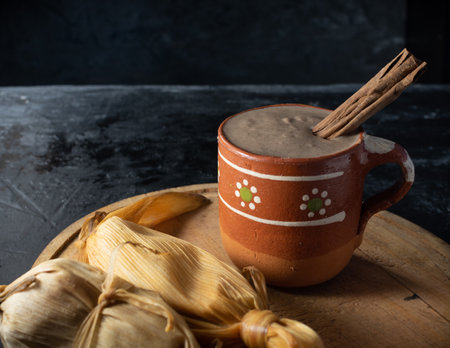 Mexican cuisine, champurrado atole, hot drinkの写真素材