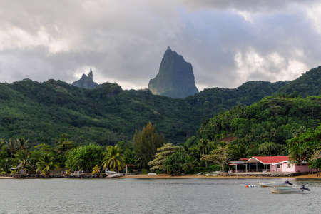Interior bay in the island of Moorea in the French Polynesiaの写真素材
