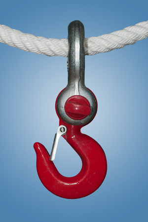 Hook with screw bolt shackle hunging on a rope