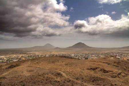 Cape Verde, City of Espargos with the Mountain behind