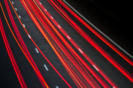Several Light Trails in the Highwayの写真素材