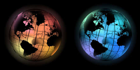 vector illustration off noble glowing world globe in the darkのイラスト素材