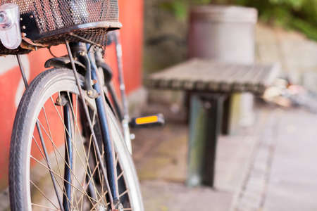 Stolen bikecycle left behind in urban streetの写真素材