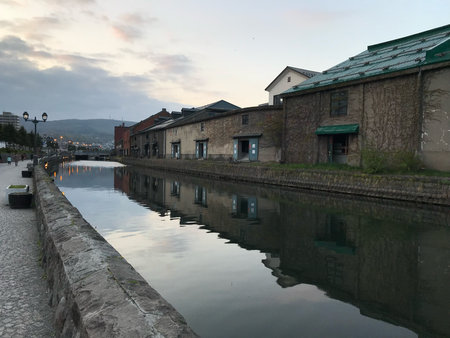 This is the Otaru Canal in Hokkaido, Japan.の写真素材