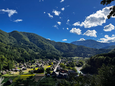 Village of Shirakawa-go in Gifu Prefecture, Japanの写真素材