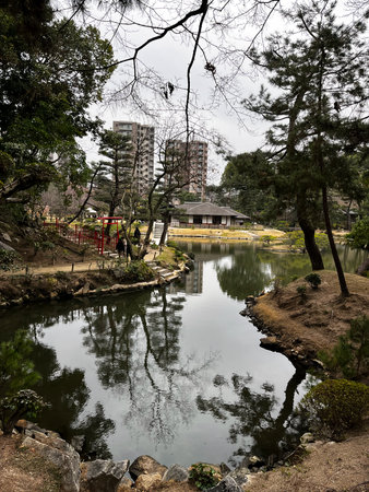 This is Shukkeien Garden in Hiroshima, Japan.の写真素材