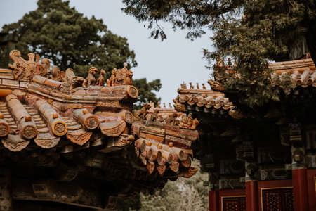 Detail of one of the interior constructions of the forbidden city in beijingのeditorial素材