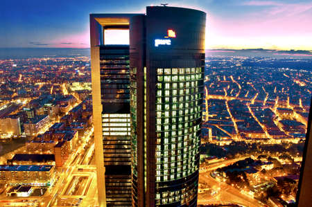 Madrid, Spain financial district skyline at twilight.の写真素材