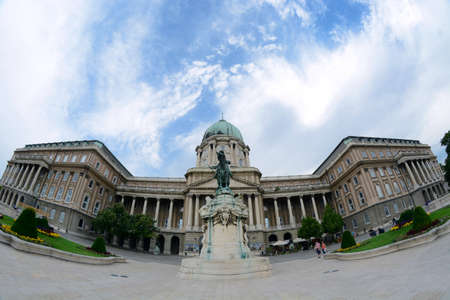 Buda Castle and equestrian statue of Prince Eugene of Savoy in Budapest, Hungaryのeditorial素材