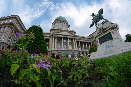 Buda Castle and equestrian statue of Prince Eugene of Savoy in Budapest, Hungaryのeditorial素材