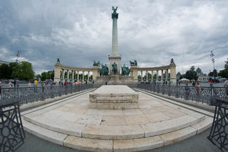 Millennium Monument on the Heroes' Square (Hosok Tere) is one of the major squares in Budapest, Hungary.のeditorial素材