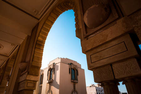 Partial view of the museum area of The Hassan II Mosque - large, elaborate oceanfront mosque, built in 1993, with intricate decor & a soaring, 210-m. minaret.のeditorial素材