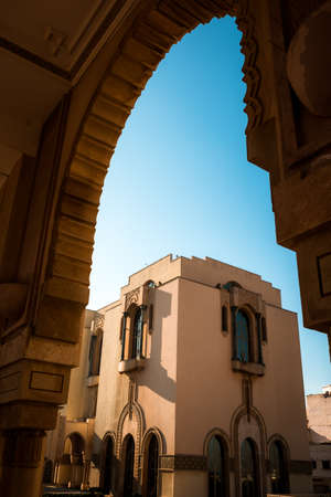 Partial view of the museum area of The Hassan II Mosque - large, elaborate oceanfront mosque, built in 1993, with intricate decor & a soaring, 210-m. minaret.のeditorial素材